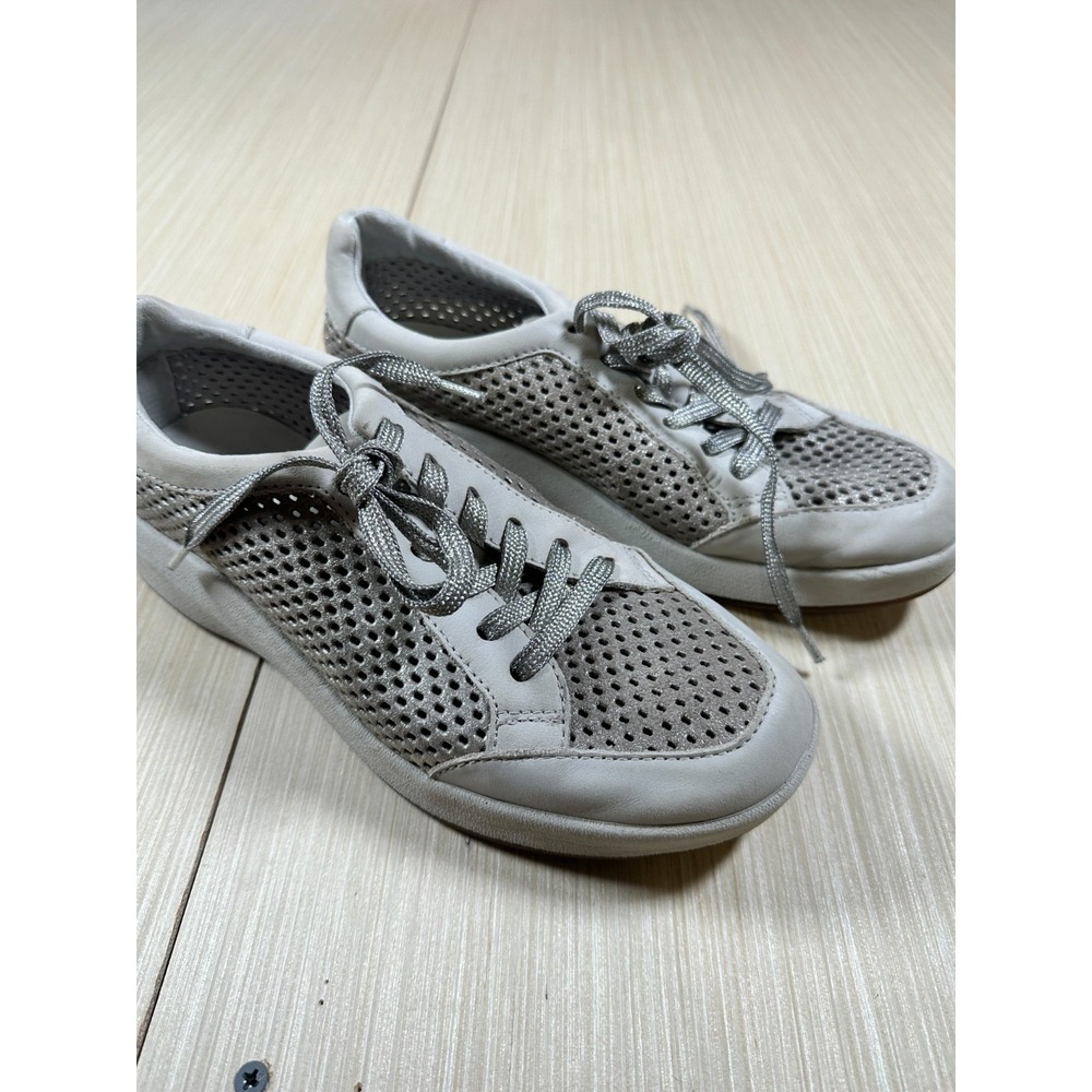 Otbt Joyce Womens Sneakers 8M Gray Leather Perforated Low Top Lace Up Shoes